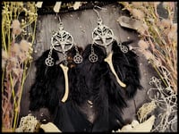 Image 3 of Nebelkrähe - Baphomet bone feather earrings