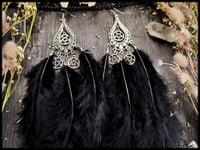 Image 2 of Nebelkrähe - Pentagram feather earrings 2