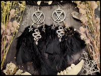Image 2 of Nebelkrähe - Sigil of Lucifer feather earrings 