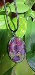 Purple viola large oval bezel necklace Image 2