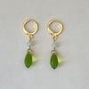 howl green hanging gold huggie hoop earrings