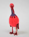 Pink needle felted quirky bird
