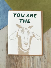 Image 1 of You Are The G.O.A.T. Linocut Card