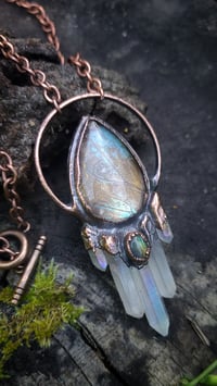 Image 3 of Blue Morpho Butterfly Wing and Crystal Amulet