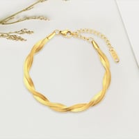 Image 1 of Gold Double Twist  Herringbone Bracelet
