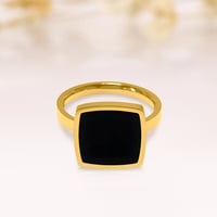 Image 1 of Gold Square Top Onyx Ring