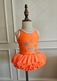Image 2 of Neon orange tutu leo swimsuit