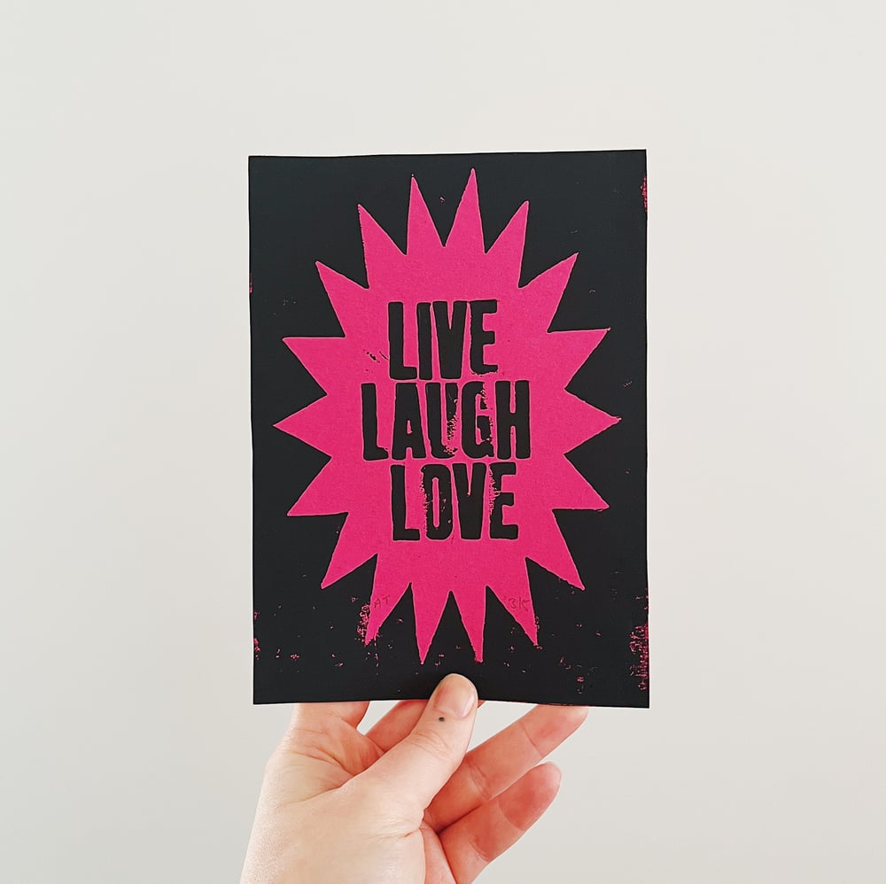 Live Laugh Love Letterpress and Linocut Print