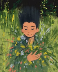 Gon, with flowers / Postcard