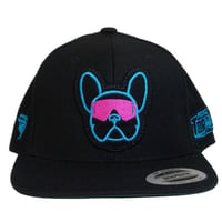 Image 1 of FRENCHIE BULL - BLACK W/ NEON BLUE HAT