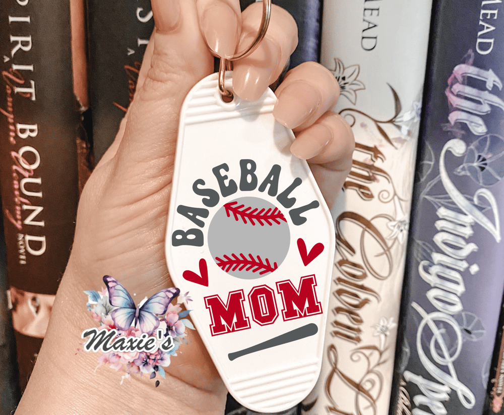 Image of Baseball Mom ⚾️ Graphic Design UVDTF Motel Keychain Decal 