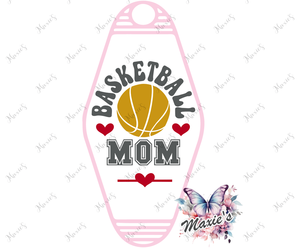Image of Basketball Mom 🏀 Graphic Design UVDTF Motel Keychain Decal 