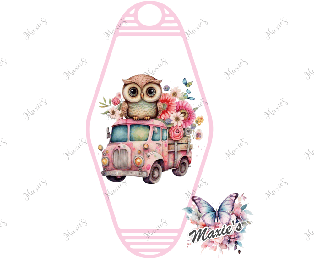 Image of Floral Awl Graphic Design UVDTF Motel Keychain Decal 