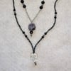 Double drop skull gemstones necklace