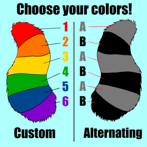 Image of Custom Color Striped Raccoon or Red Panda Tail
