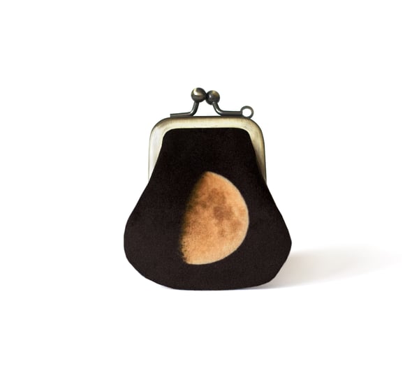 Image of Moon, tiny velvet kisslock purse with plant-dyed silk lining