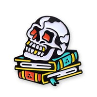 Image 1 of Skull Books Enamel Pin Badge