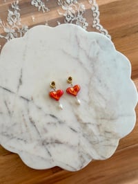 Image 1 of Red Sweet Heart Dangles (Gold)