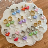 Image 3 of Blue Sweet Heart Dangles (Gold) 