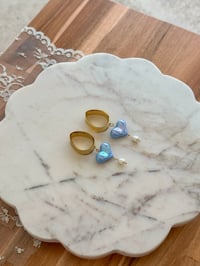 Image 2 of Blue Sweet Heart Dangles (Gold) 