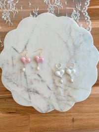 Image 3 of Blue Sweet Heart Dangles (Silver)