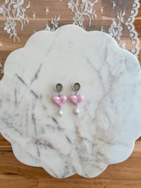 Image 1 of Pink Sweet Heart Dangles (Silver)