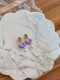 Image 1 of Purple Sweet Heart Dangles (Gold)