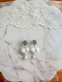 Image 1 of White Sweet Heart Dangles (Silver)