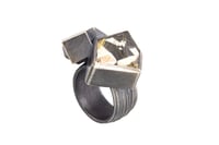 Image 2 of Cube cluster ring. Oxidised sterling silver and Rutile Quartz