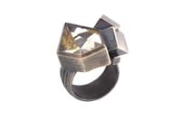 Image 3 of Cube cluster ring. Oxidised sterling silver and Rutile Quartz