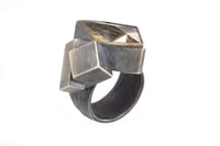 Image 4 of Cube cluster ring. Oxidised sterling silver and Rutile Quartz