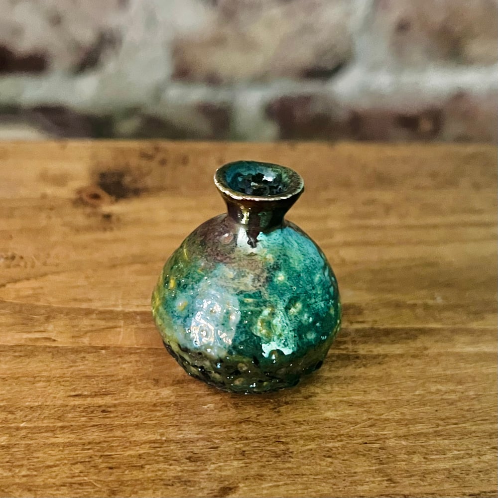 Image of Raku Rainbow Miniature Vase