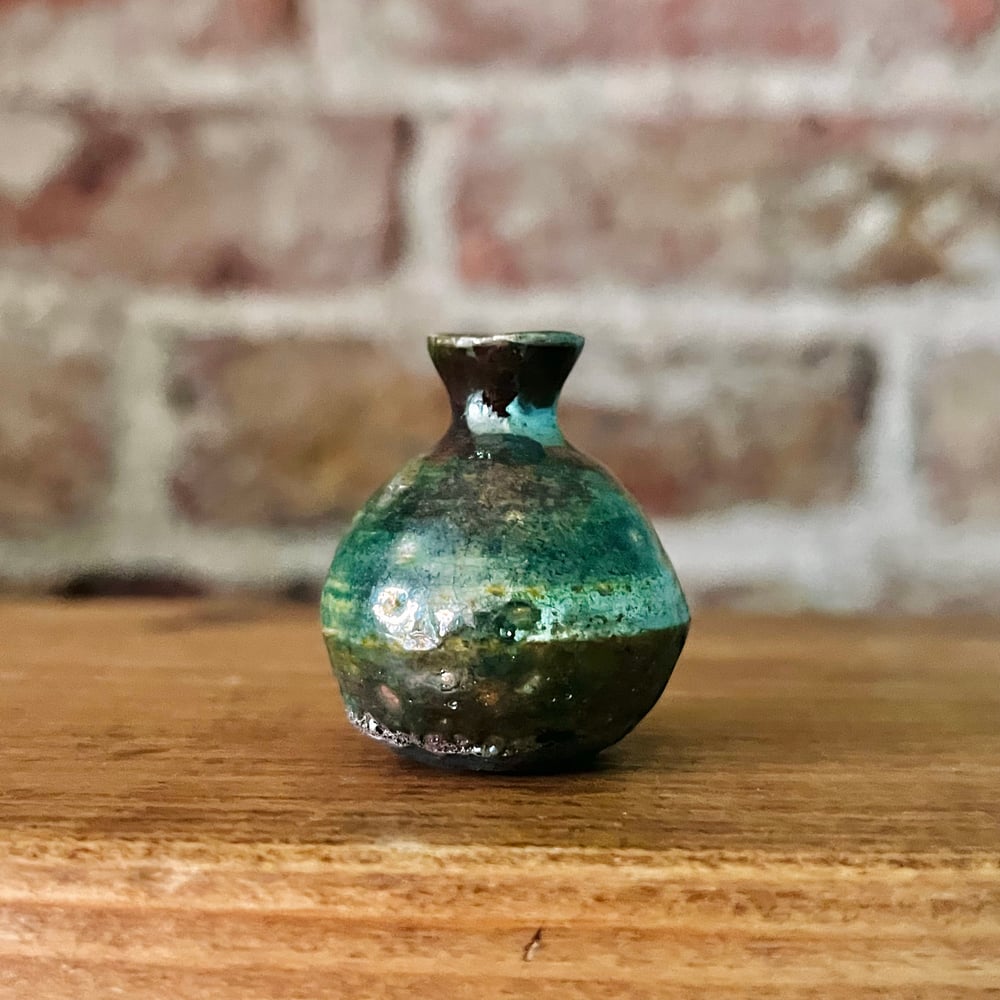 Image of Raku Rainbow Miniature Vase