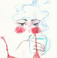 Girl Sippin' - Original Drawing 8x8"