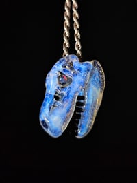 Image 2 of Secret white T-Rex skull pendant with 4mm opal sphere eyes