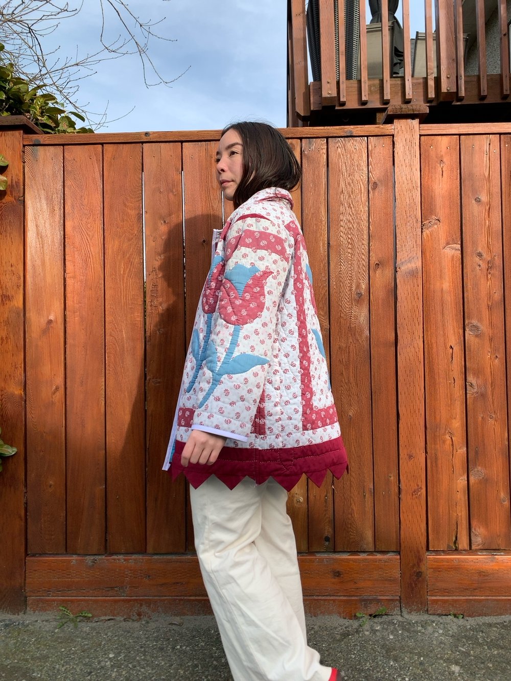 Image of Quilt Collared Coat - Tulips