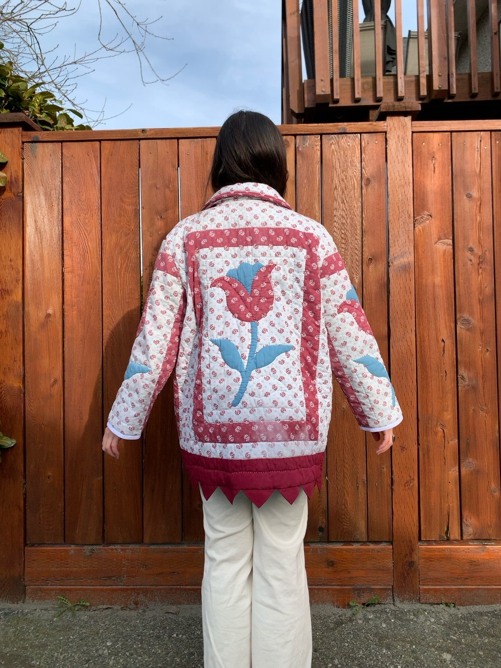 Image of Quilt Collared Coat - Tulips