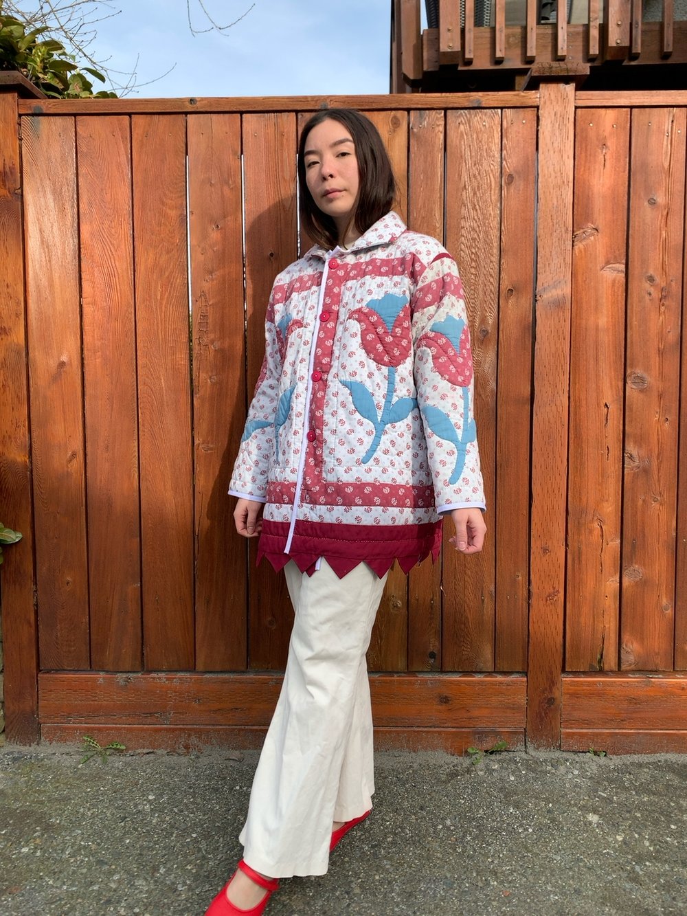 Image of Quilt Collared Coat - Tulips