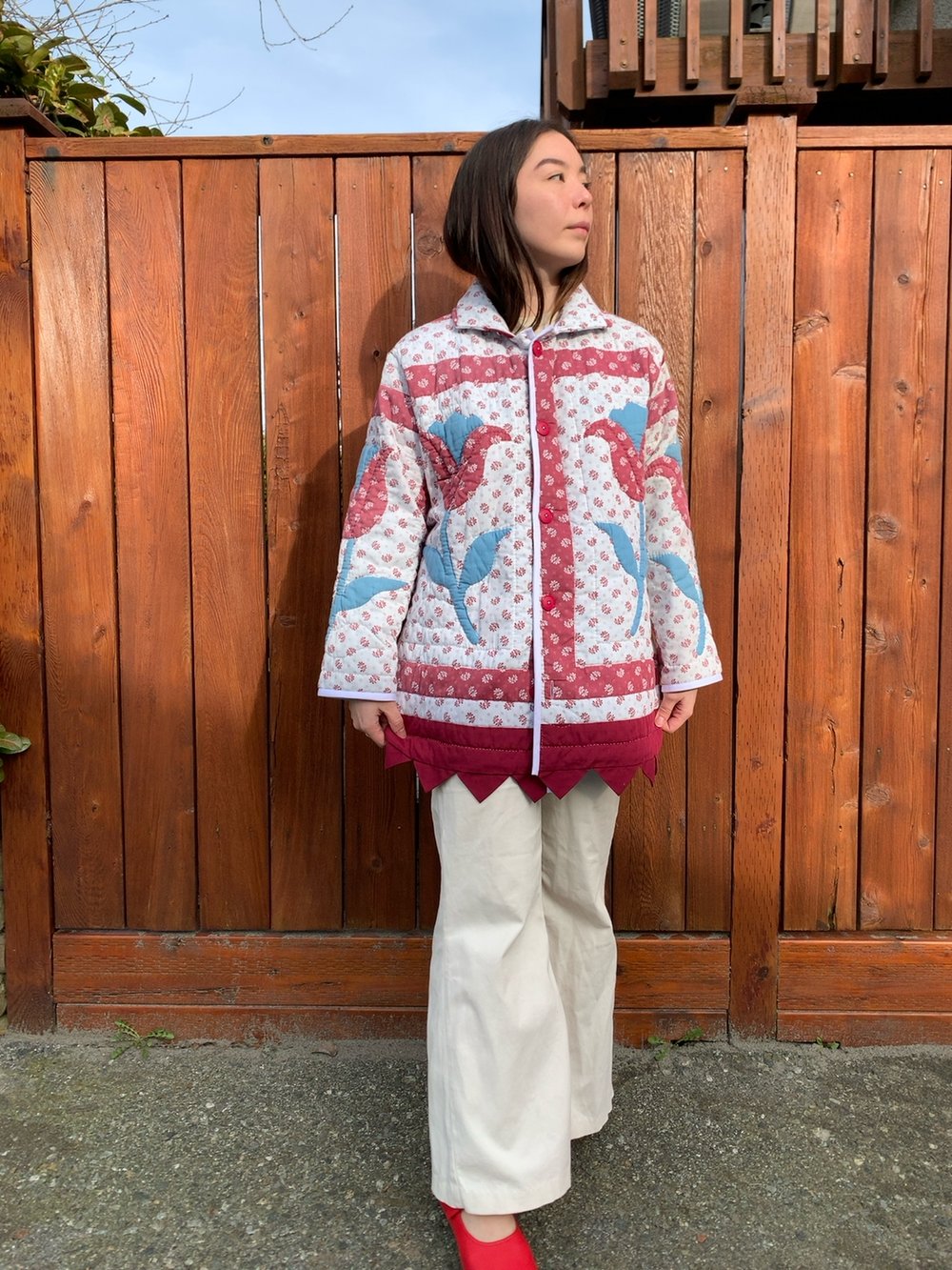 Image of Quilt Collared Coat - Tulips