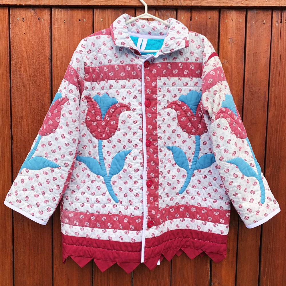 Image of Quilt Collared Coat - Tulips