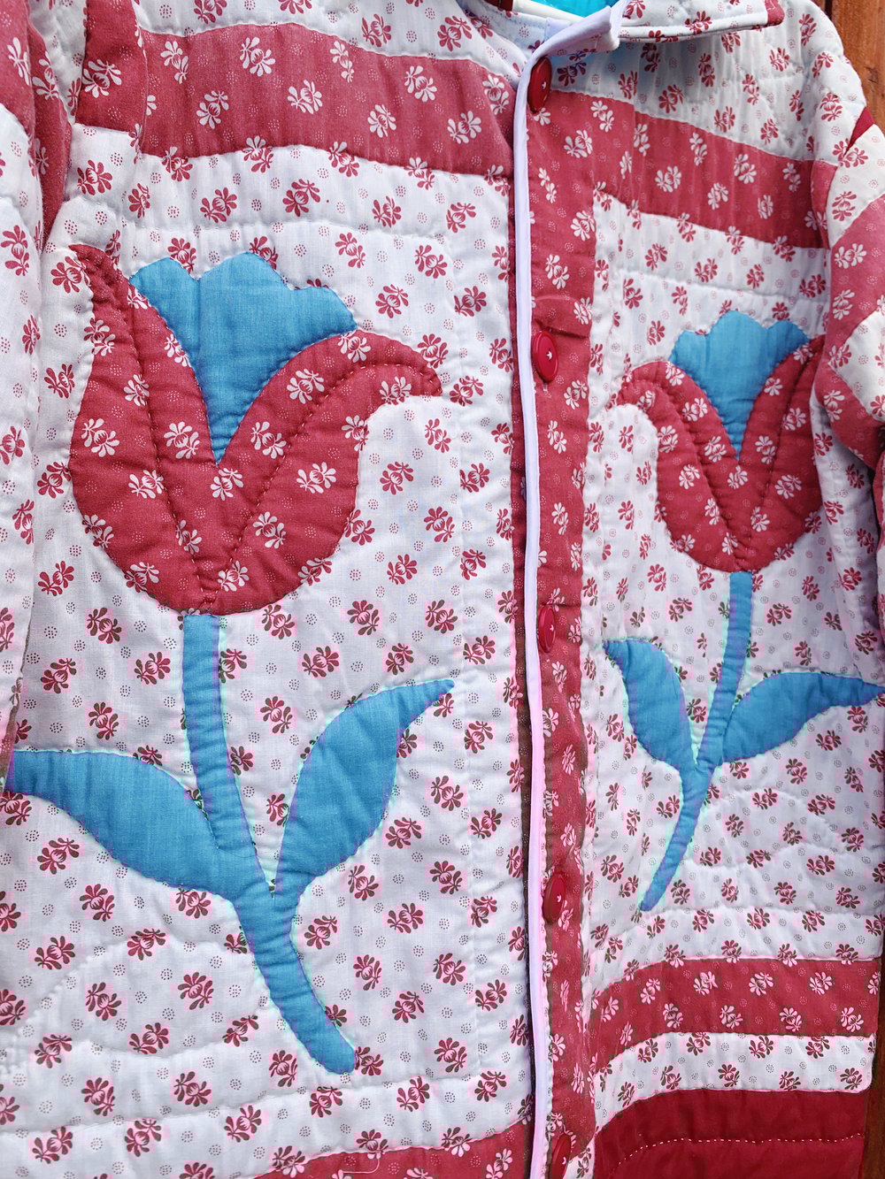 Image of Quilt Collared Coat - Tulips