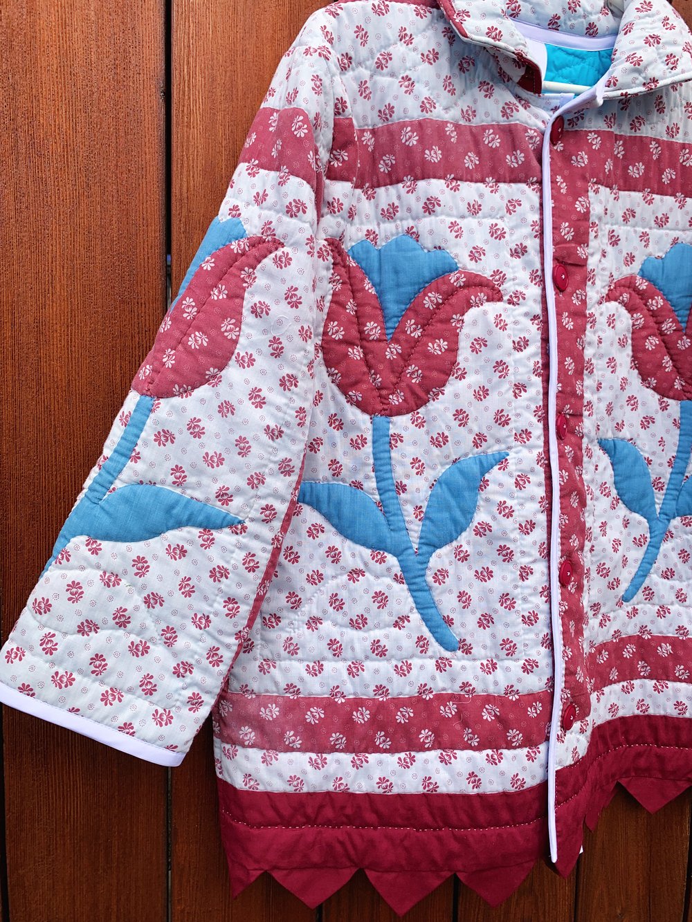 Image of Quilt Collared Coat - Tulips