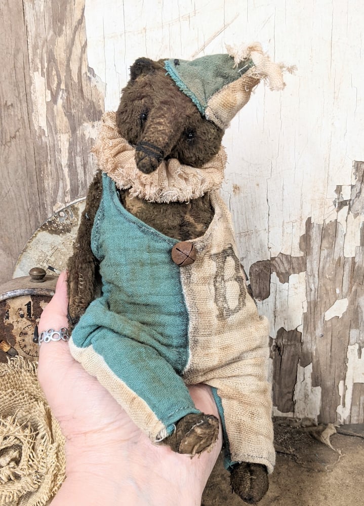 8" - Old Worn Primitive Frumpy Toy Teddy Bear in romper outfit by ...