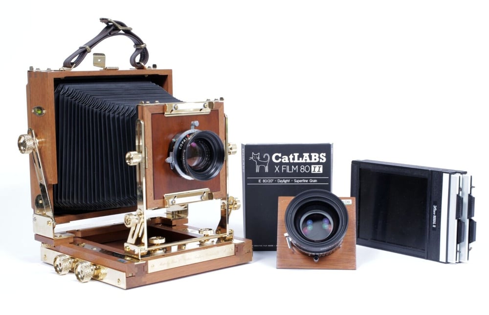 Image of Zone VI "gold" 4X5 Camera+135mm+210mm Schneider MC Lenses + Holders + FILM #9370