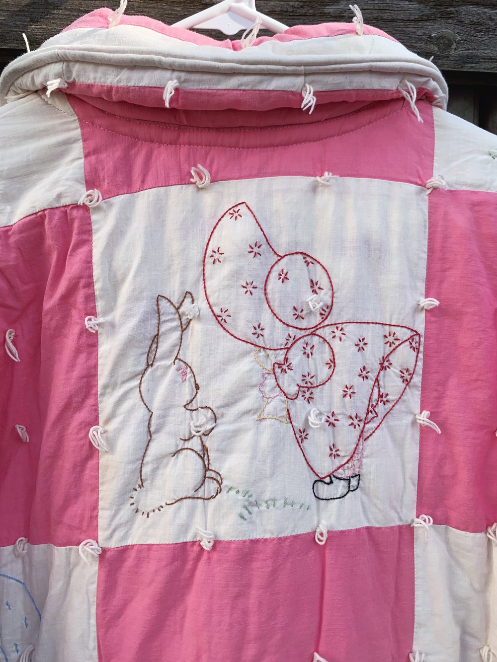 Image of Quilt Collared Coat — Pink & White Embroidered
