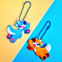 Puffy Pool Toy Doggy + Fox Keychains!