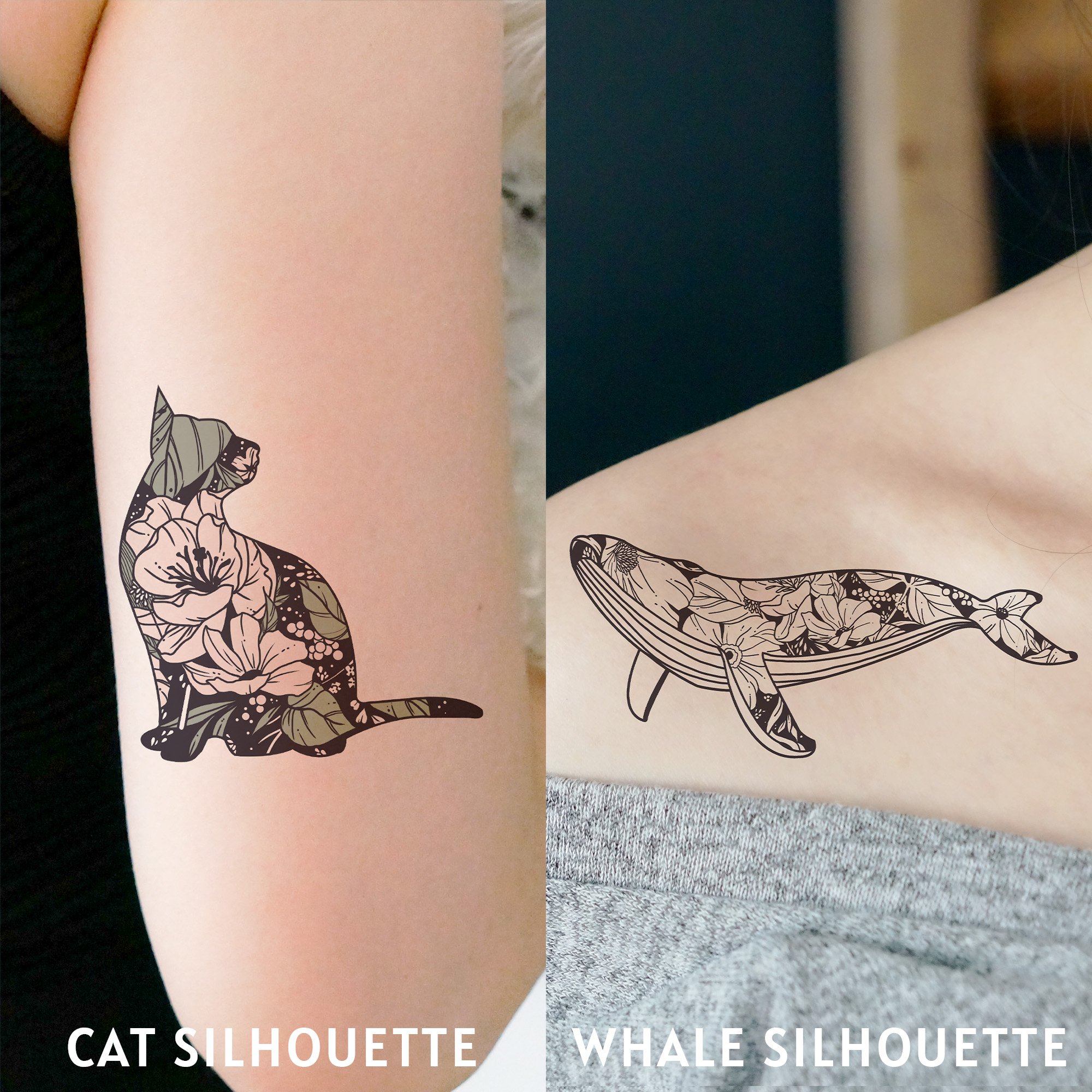 Striking Cat Silhouette Tattoo Design