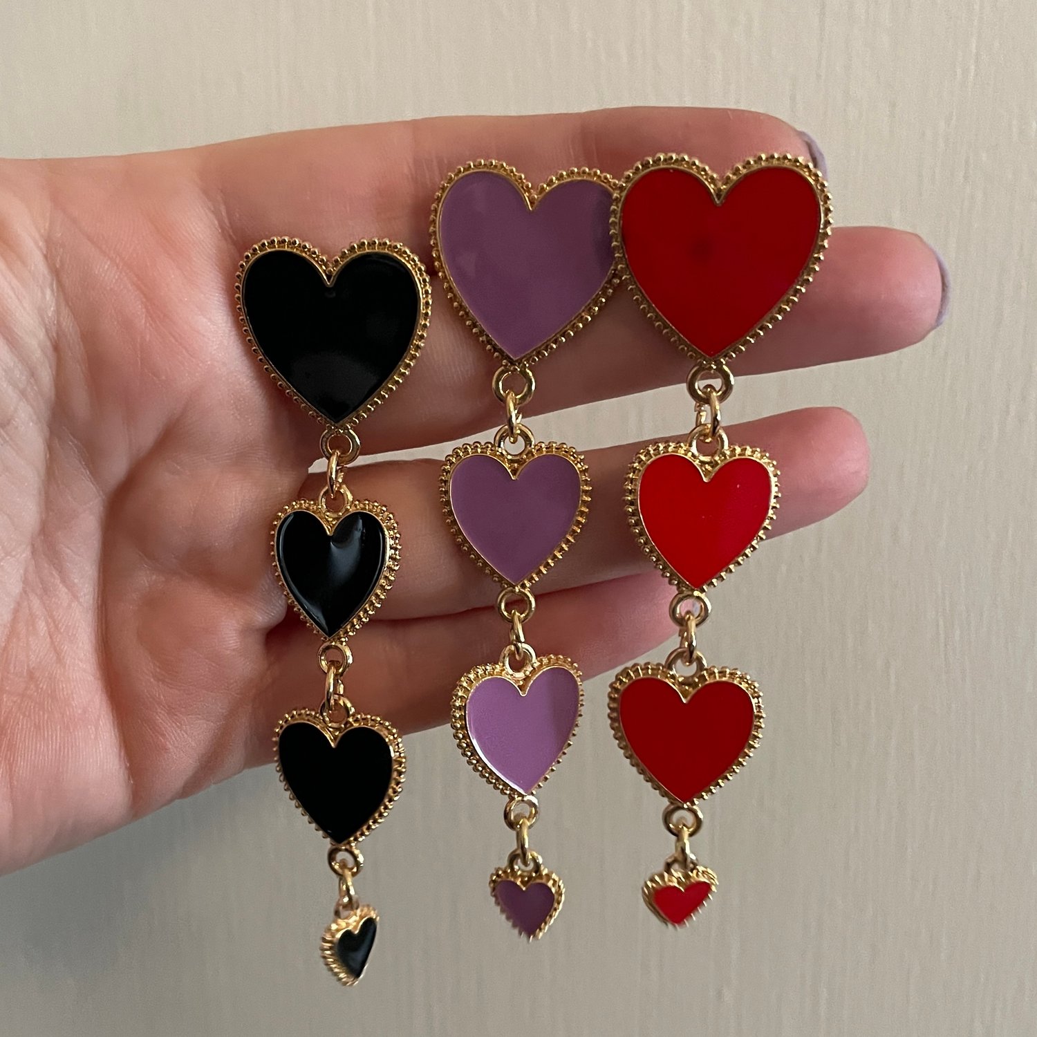 Image of Tiered Heart Dangles (sizes 0g-5/8)