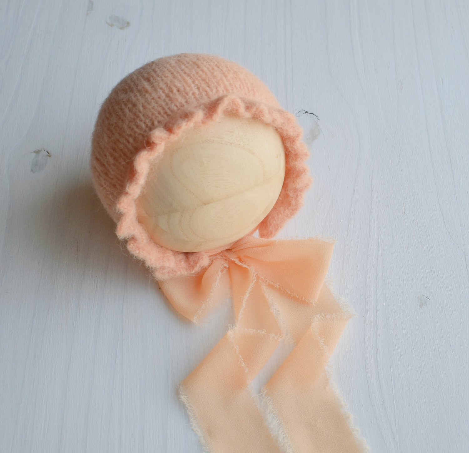 Image of Apricot Ruffle Brimmed Bonnet & Wrap