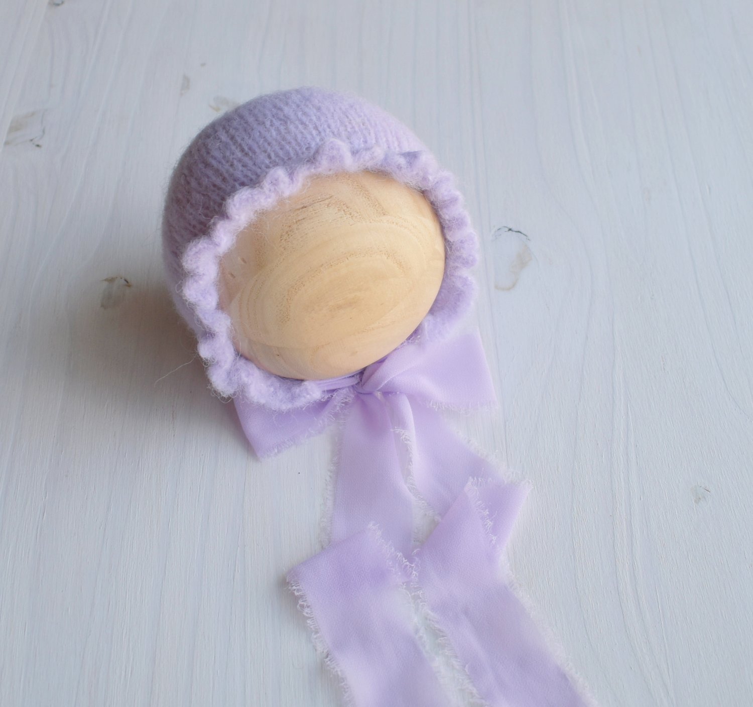 Image of Lilac Ruffle Brimmed Bonnet & Wrap